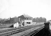 View of Leamington South Signal Box being stripped out after its closure during the late 1960s