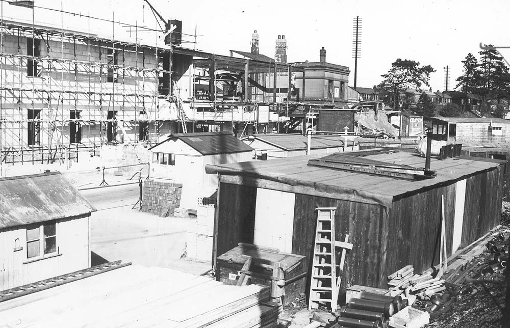 Another view of the re-building of the main station buildings viewed from Old Warwick Road