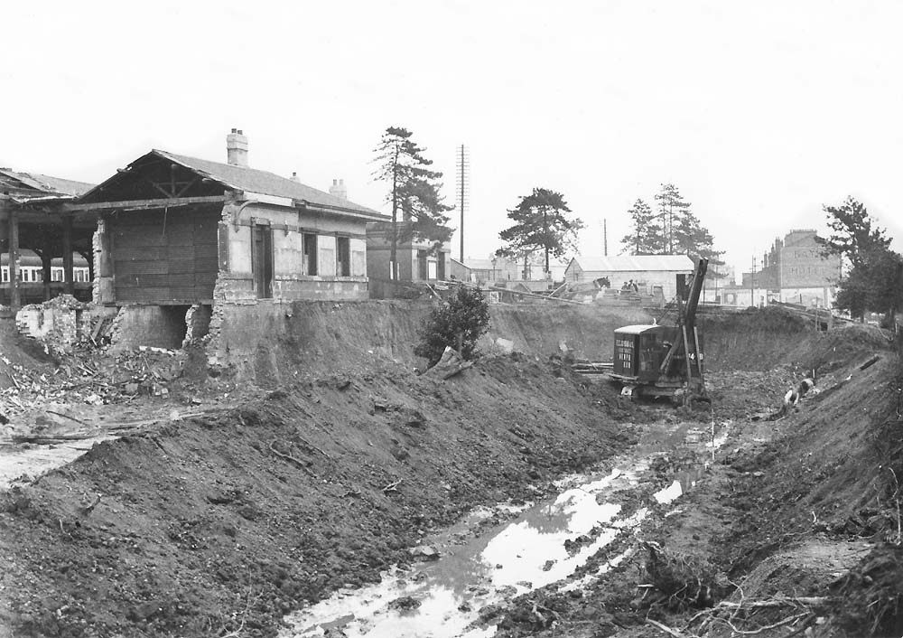 View of the depth of excavation required to construct the forecourt