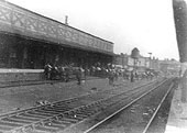 View of the P & W gang lifting the middle sidings in preparation for laying the two through roads