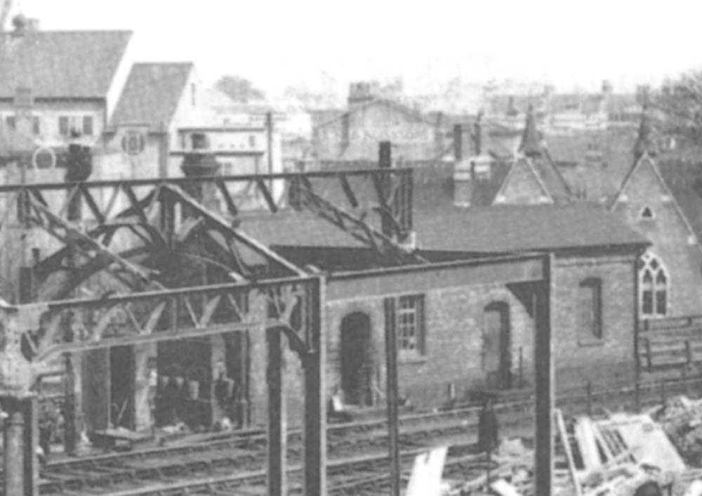 Close up showing the rear elevation of the building located between the LNWR and GWR lines