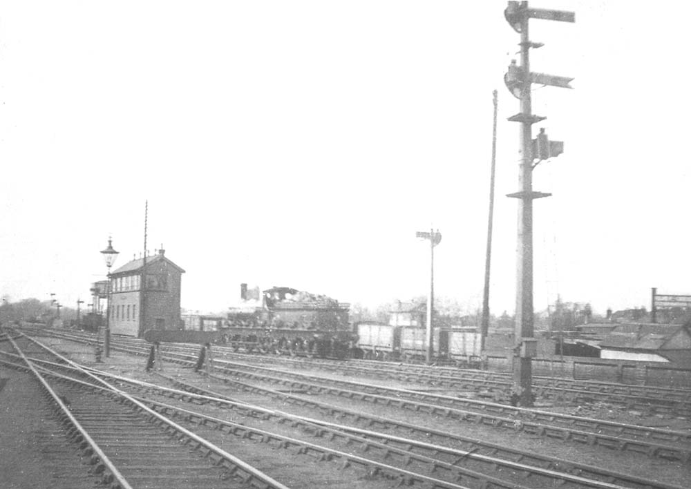 Looking towards Warwick with the water tank in the distance just beyond Leamington North signal box