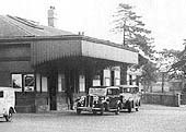 Close up of the short canopy which projected out above the entrance to the booking office and the down platform