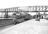 GWR 4-6-0 No 4971 'Stanway Hall' stands at Leamington's down platform at the head of an express to Snow Hill