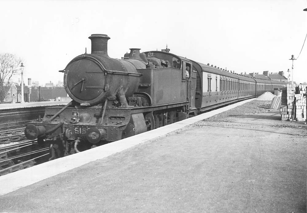 GWR 2-6-2T 'Large Prairie' No 5187 is seen on an Oxford to Birmingham local passenger service circa 1938