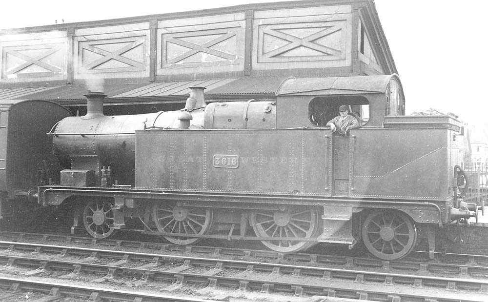 Another view of GWR 36xx Class 2-4-2T No 3616 running bunker first on an up local from Stratford upon Avon