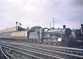 GWR 4-6-0 No 4936 'Kinlet Hall' on an an up empty stock working with a very mixed bag of passenger coaches