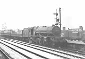 Ex-LMS Princess Royal Class 4-6-2 No 46210 'Lady Patricia' enters the station on an up express to Paddington