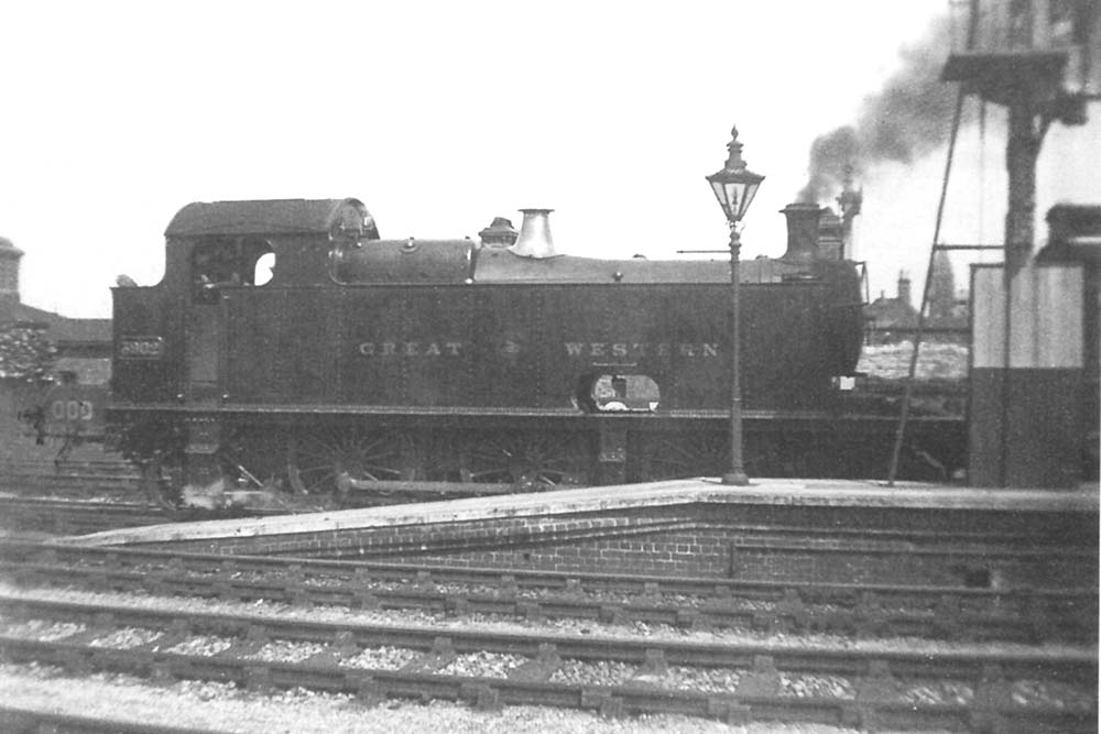 GWR 2-6-2T No 3902, a Tyseley based locomotive, is seen on the goods loop at west end of station