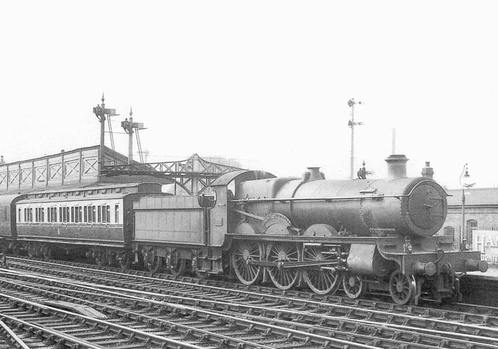 GWR 4-6-0 Saint class No 'St Augustine' is seen standing at the head of an up express thought to be travelling to Paddington via Oxford