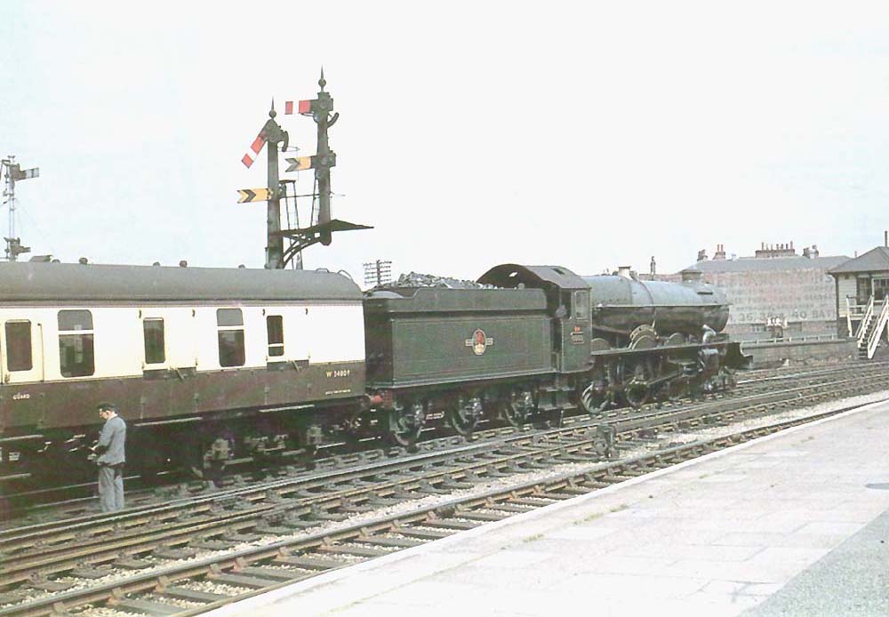 Ex-GWR 4-6-0 King class No 6009 'King Charles II' stands at the head of the up Cambrian Coast Express on 31st May 1960