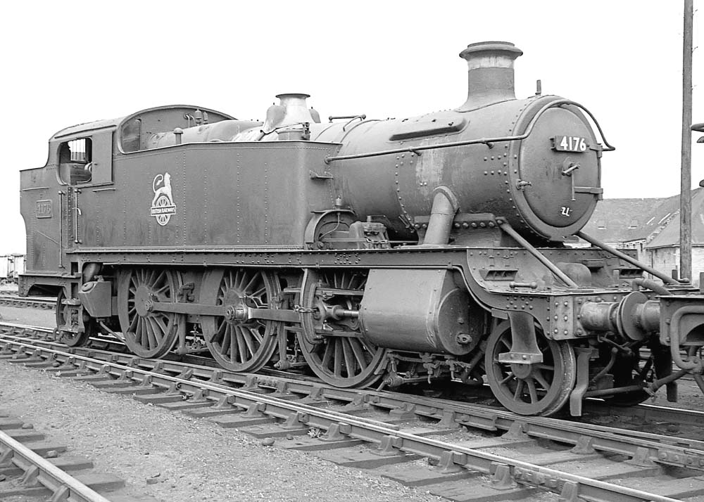 British Railways built 2-6-2T No 4176 stands on the road outside Leamington shed on 5th October 1963