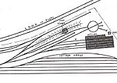 A schematic plan showing the layout of Leamington shed, coaling stage, turntable and carriage sidings
