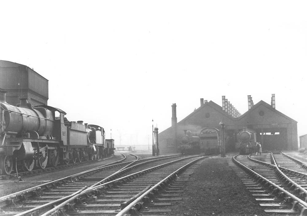 View of Leamington shed with the coaling stage and water tower on the left
