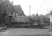 BR built 2-6-2T No 4176 quietly simmering outside Leamington's Engine Shed on 3rd April 1965