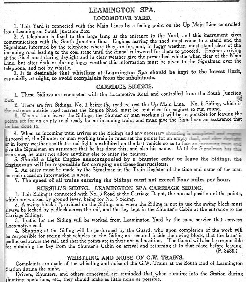 An extract from the Great Western Railway Appendix to the Service Timetable (STT) No 13 dated March 1929