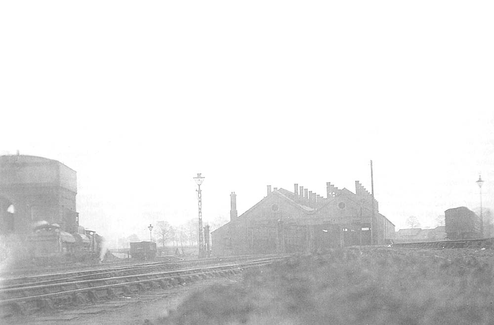 An early panoramic view of Leamington shed showing only two locomotives on shed, both by the coaling stage