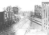 View of the goods yard taken from the horse-landing platform showing some traffic standing on the second line