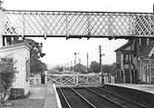 Close up of Long Marston station's crossing and the replacement starter signal now located next to the waiting room