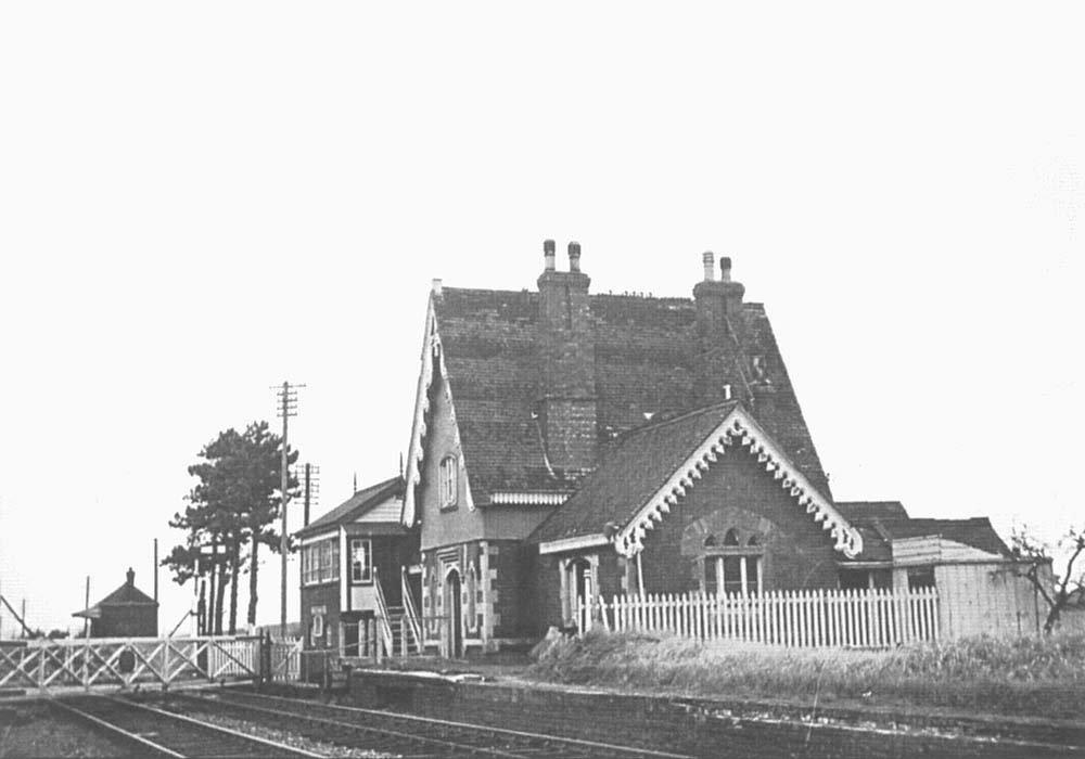 Another view of the original 1859 station building and platform taken after closure of the station with platform edges cut back
