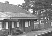 Close up of the main station building with the booking office on the left and gent's toilets on the right