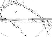 An 1900 Ordnance Survey map of Milcote station showing just the single line, a passing loop and a long siding