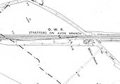 View of the ordance survey map showing Milcote station and its two siding goods yard which opened in 1908
