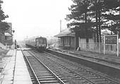 A three car Diesel Multiple Unit set passes through Milcote station on an up service to Cheltenham in February 1966
