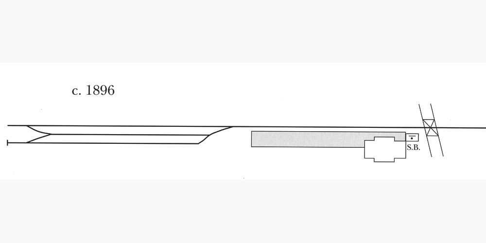An 1896 schematic plan showing Milcote station prior to the doubling of the line between Stratford on Avon and Honeybourne