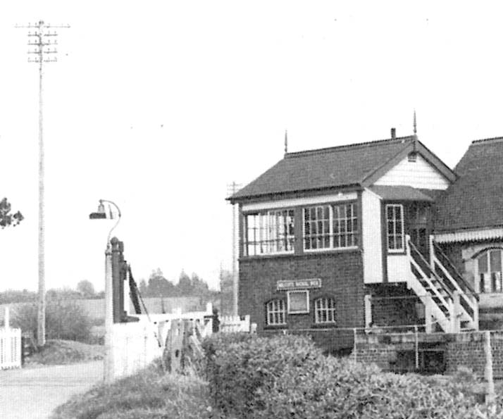 Close up showing the 1891 signal box and the short flight of steps up to the box from the original station's platform