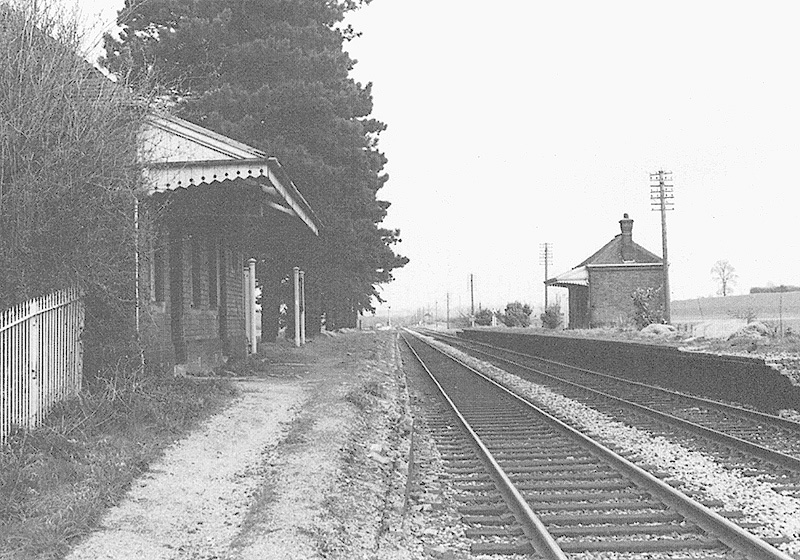 Looking towards Stratford on Avon along the now disused up platform which has had the paved surface removed