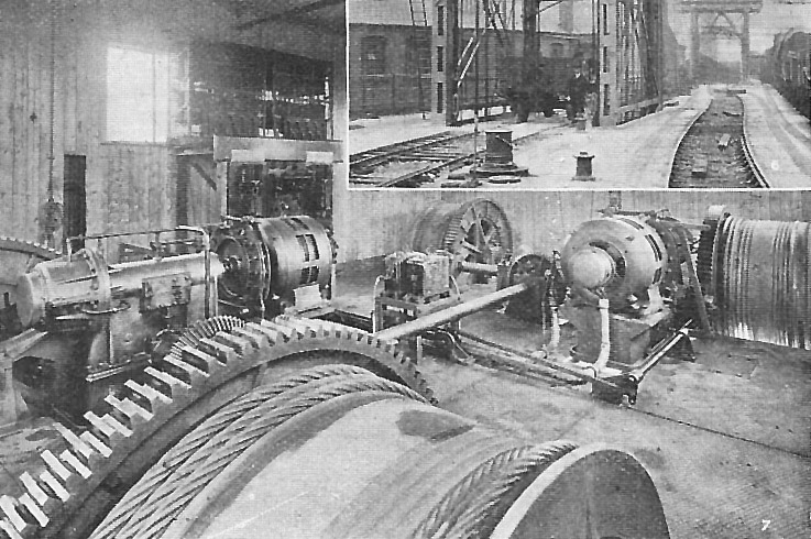 Internal view of one of the three wagon hoists provided by Messrs S H Heywood & Company for raising and lowering wagons to the lower sheds