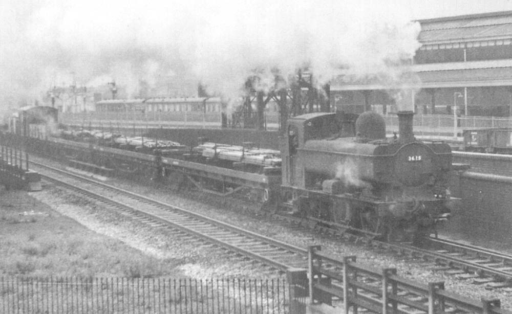 Ex-GWR 0-6-0PT 57xx class No 3625 is seen on a class K freight as it passes Moor Street station as it is about to enter the tunnel to Snow Hill station