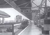 Ex-GWR 2-6-2T 'Large Prairie' No 5181 is seen standing at Platform 2 whilst the head of a local passenger service prior to moving forward on to the traverser