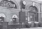 View of Moor Street station's concourse and the booking office windows and general waiting room located in the building adjacent to Moor Street
