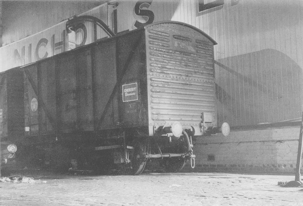A British Railways' covered van in Shed B, beside the banana ripening rooms belonging to Francis Nicholls Ltd