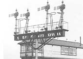 Close to the rear of Moor Street signal box at the end of the island platform, British Railways installed a replacement steel tubular signal post
