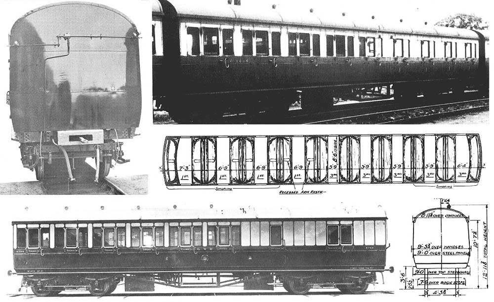 Composite image of the seven new four-coach suburban sets introduced in to the Birmingham division in 1924