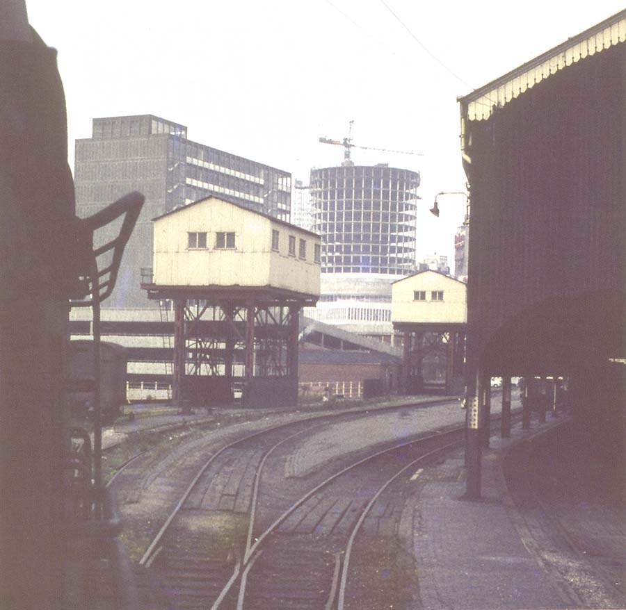 A colour view from the cab of 350hp diesel shunter of the wagon hoists seen in British Railways Western Region days