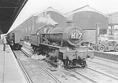 Another view of ex-GWR 4-6-0 No 5946 'Marwell Hall' as it reverses back off Platform 3's traverser