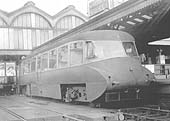 Ex-GWR Diesel Railcar No 7 stands at Platform 3 with a special working to the Forest of Dean on 23rd September 1950