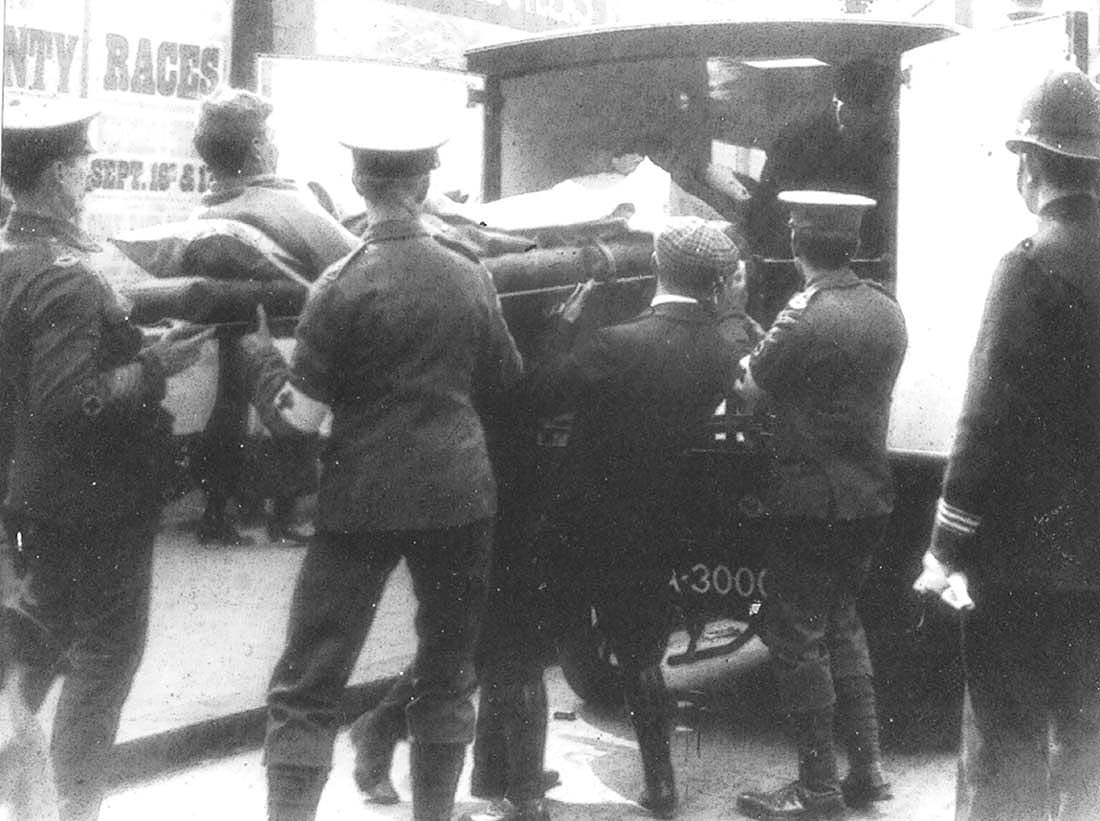 The first wounded soldiers arrive in Birmingham on 1st September 1914 for treatment and convalescence