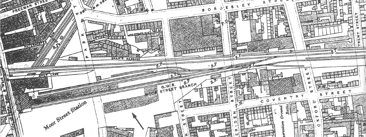 Map of Moor Street station surveyed during construction works in 1914 before the station and track layout was completed