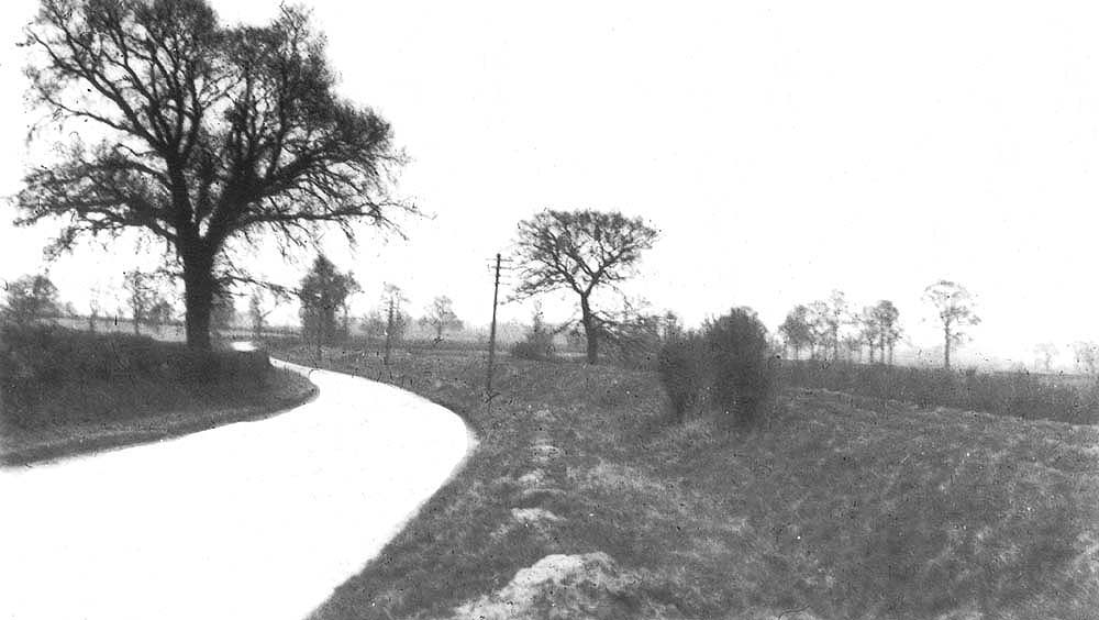 The Stratford & Moreton Railway embankment, facing Shipston-on-Stour, at the roadside near Stratford upon Avon on 3rd March 1918
