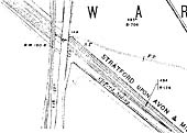A 1914 Ordnance Survey map showing the tramway and road bridges crossing the SMJR at Clifford Chambers