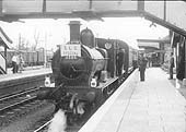 Ex-MSWJR 2-4-0 No 1335 is seen on a SLS Special Shipston Branch Tour on Saturday 31st August 1952