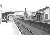Moreton-in-Marsh's two distinctive types of GWR architecture are visible in this view of the station