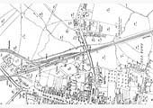 A large scale view of the 1918 OS map showing the station, the Shipston on Stour branch, and the exchange sidings