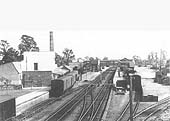 Looking south from the Fosse Way road bridge with the Creamery on the left and the goods yard on the right