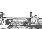 Close up showing the main station building on the down platform after the work had been completed in 1873